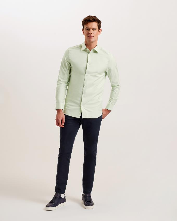 Chemises Ted Baker Long Sleeve Cotton Oxford Vert Homme | UWI-22249499